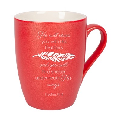 Elanze Designs He Will Cover You With His Feathers And You Will Find Shelter Underneath His Wings Crimson Red 10 ounce New Bone China Coffee Cup Mug