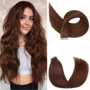 Jessie's Wig 18-26 Inch Tape In Hair Extensions 50g For Women Thin Hair Straight #4 Light Brown 20 Pcs/Pack - 1 of 4