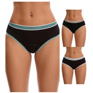INSPIRE CHIC 3 Packs Women's Mid Rise Letter Print Contrast Binding Leak Proof Underpants - 1 of 4