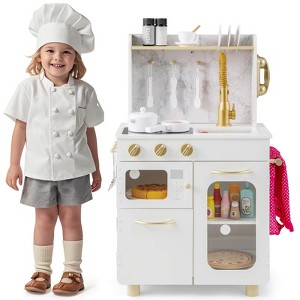 Safstar Kids Kitchen Set Pretend Play Kitchen with Stoves, Faucet, Sink, Telephone - 1 of 4