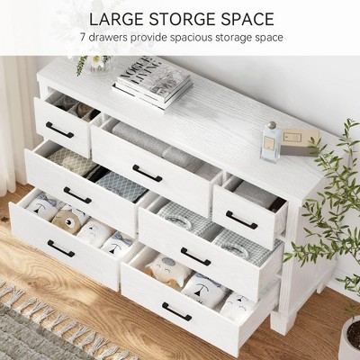 Modern 7-Drawer Dresser for Bedroom,Wooden Chest of Drawers with Metal Handles, Storage Organizer for Clothes, Bedroom & Living Room