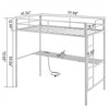Karl Home White Twin Metal Loft Bed Frame with Wood Color Desk and LED Lights, Charging Station - 2 of 4