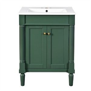 Dronkon Bathroom Vanity with Integrated Sink, 2-Tier Modern Storage Cabinet with Large Shelves - 1 of 4