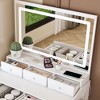 Sapphtopaz Makeup Vanity Desk with Large Mirror, 3 Lighting Color Adjustable Modern Makeup Table with Power Outlet and Hair Dryer Holder, 5 Drawers - 4 of 4