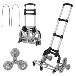 Acekool Stair Climbing Cart, 165 lbs Folding Hand Truck with 10 Wheels, Telescoping Handle & 2 Bungee Cords for Moving, Shopping, Office - 1 of 4