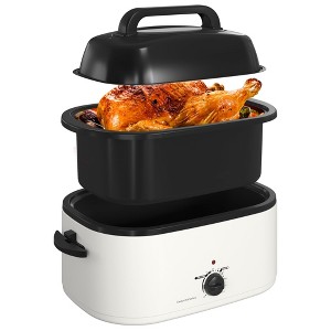 Heynemo Electric Turkey Roaster Oven with Visible Glass Lid, with Removable Pan & Rack, Stainless Steel - 1 of 4