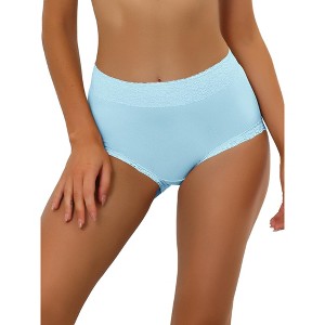 Allegra K Women's Cotton Solid High-Rise Lace Trim Tummy Control Full Coverage Brief - 1 of 4