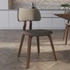 LeisureMod Clivo Leather Dining Chair – Modern Open-Back with Curved Wooden Slats & Poplar Wood Legs for Kitchen or Dining Room Set of 4 - 2 of 4