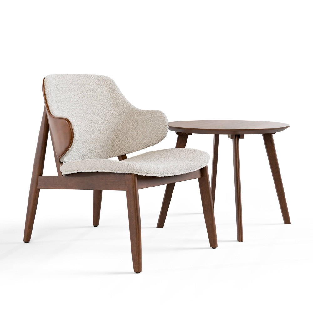 HOMES: Inside + Out 2pc Creekside Mid-Century Modern Accent Table Set with Chair Walnut