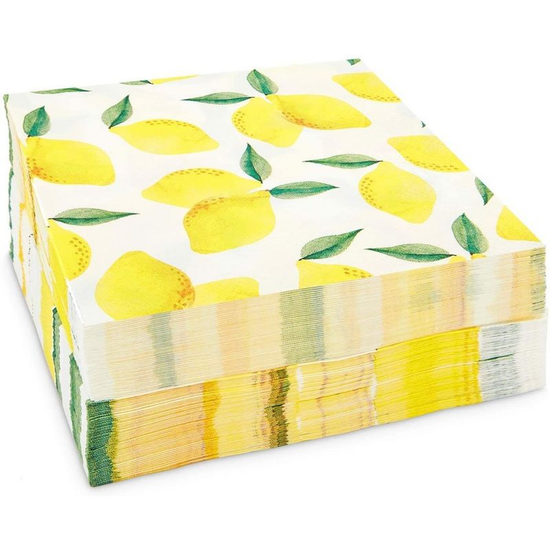 Sparkle and Bash 100 Pack Lemon Cocktail Napkins for Birthdays, BBQs, and Summer Gatherings, Fruit Themed Party Supplies (5 In), 4 of 8
