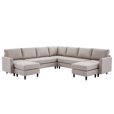 Hyleory Large corner Shaped Sofa,Large 9 Seater sofa,Relaxed Style, Reconfigurable Design