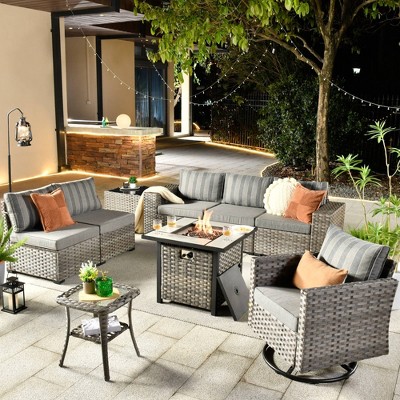 Patiorama Outdoor Single Sofa - Grey PE Wicker Armchair With Light Grey Cushion