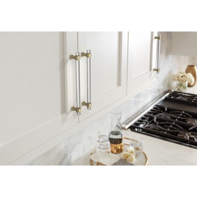 Glacio 8" Clear and Golden Champagne Modern Bar Pull