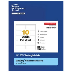 Avery UltraDuty GHS Labels, Waterproof, 1.5 X 3.75 Inch Rectangle Printable Labels, for Use with Laser Printers - 1 of 4