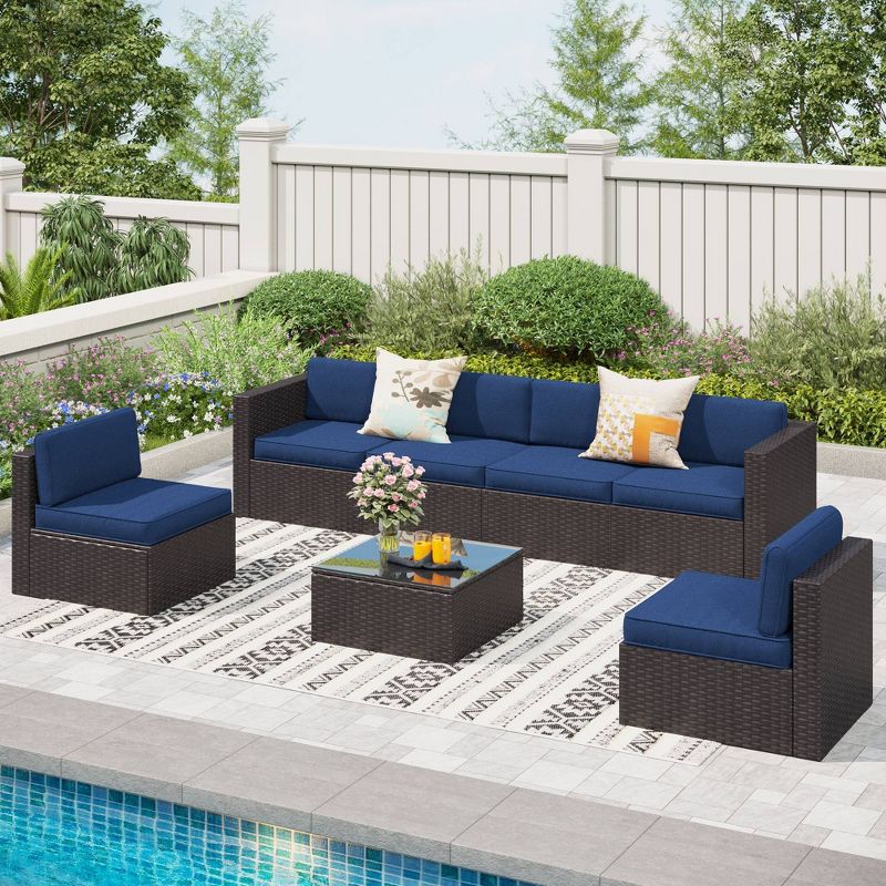 7pc Outdoor Rattan Wicker Furniture Set - Captiva Designs, 1 of 10