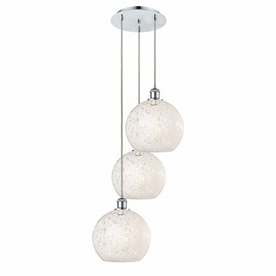 White Mouchette - 3 Light Cord Hung Multi Pendant In Modern Style-10.25 Inches Tall and 16.5 Inches Wide