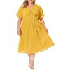 Agnes Orinda Women's Plus Size Elegant Lace Floral Ruffle Short Sleeve V Neck Trendy Tunic Dresses - 2 of 4