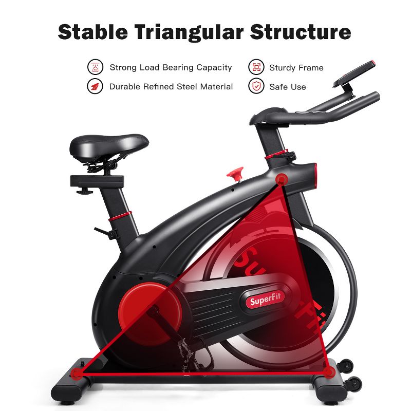 SuperFit Stationary Exercise Bike Silent Belt Drive Cycling Bike, 3 of 11