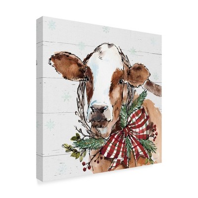Trademark Fine Art -Anne Tavoletti 'Holiday On The Farm Viii On Gray' Canvas Art