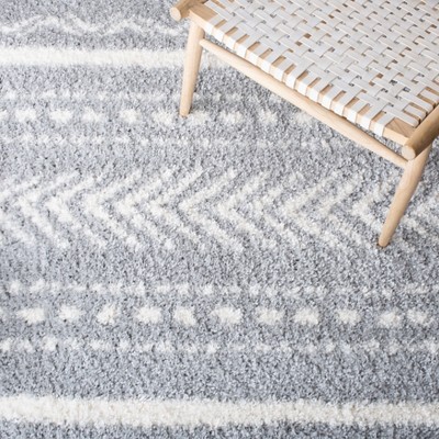 Gray and Ivory Square Shag Area Rug