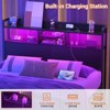 Aheaplus Storage Headboard with Led Lights & Charging Station - 3 of 4