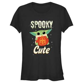 Juniors Womens Star Wars The Mandalorian Halloween Grogu Spooky Cute Pumpkin T-Shirt