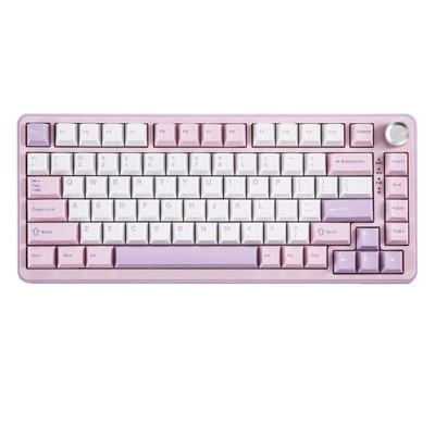 MaseiKar B75 PRO Wireless Mechanical Keyboard,75% Layout ,Hot Swap Gasket Custom Structure,RGB Backlit,Bluetooth/Type-C/2.4G(Milk Switch,Purple)