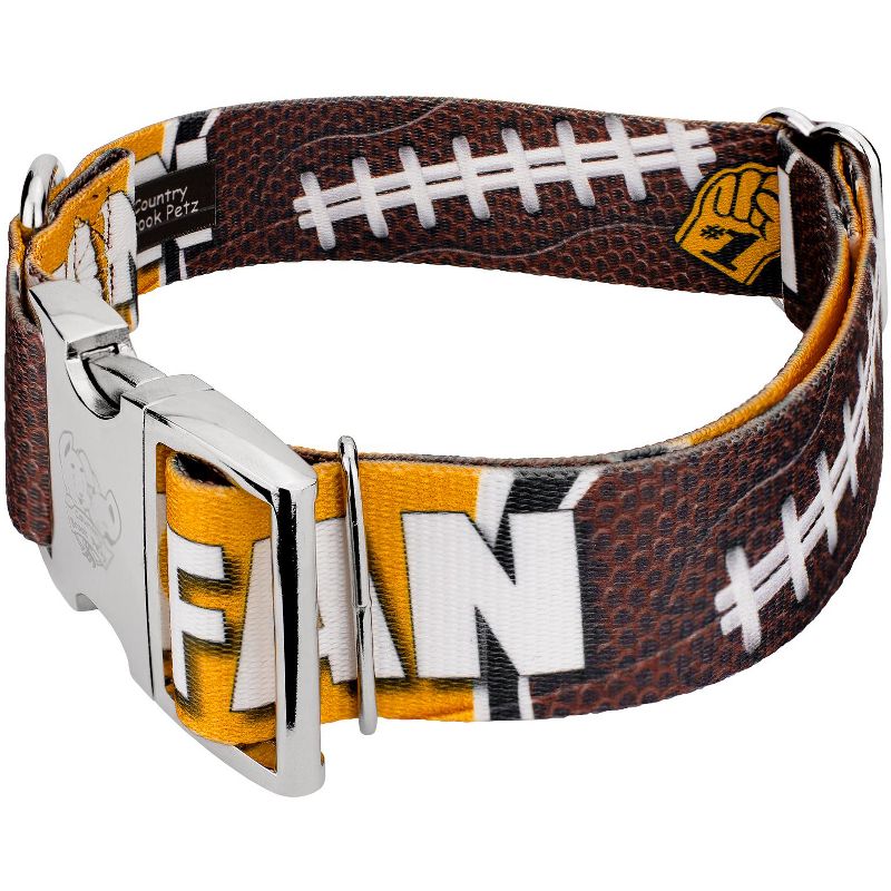 Country Brook Petz 1 1/2 Inch Premium Black and Gold Football Fan Dog Collar Limited Edition, 2 of 5