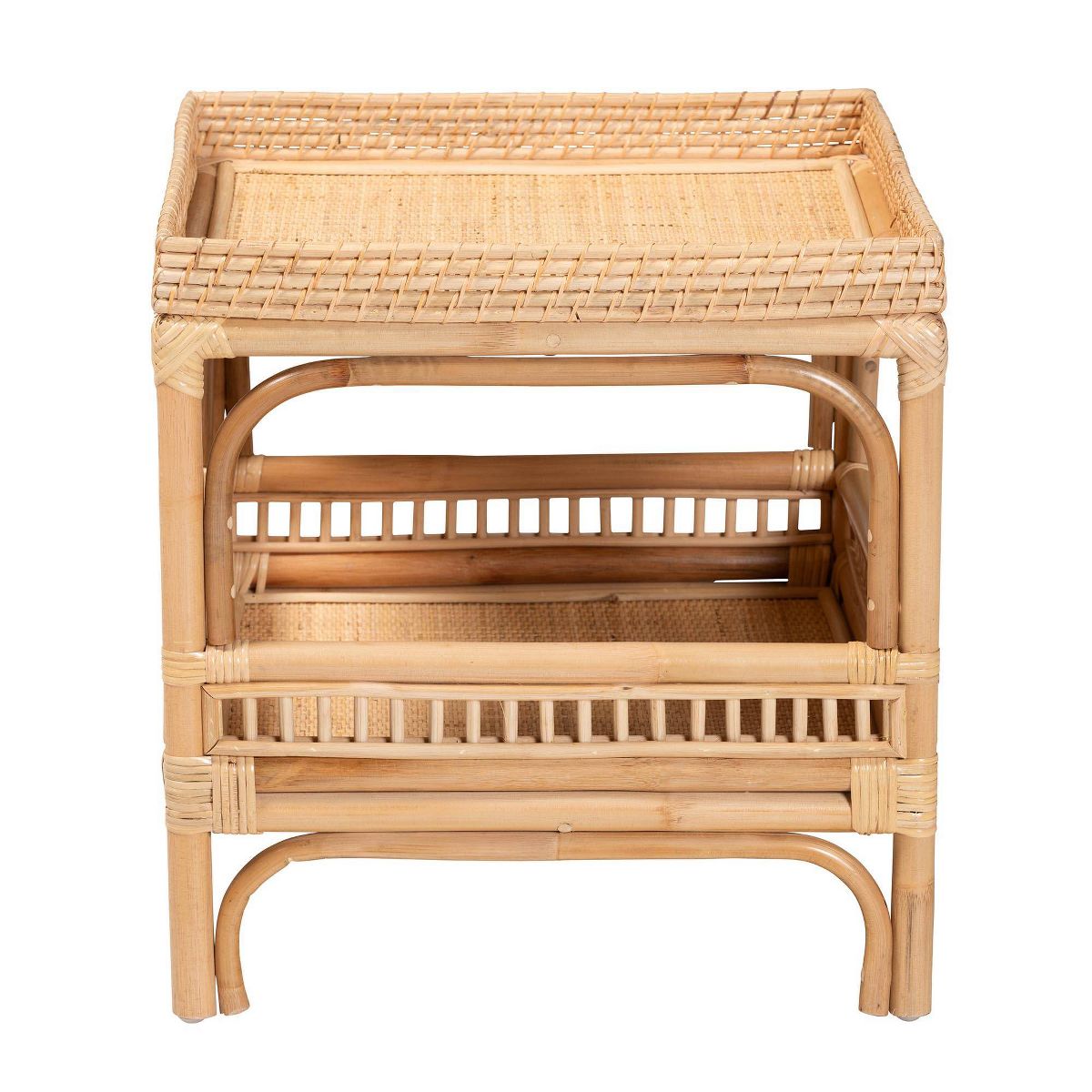 bali & pari Lombok Natural Rattan End Table Natural: Bohemian Style, Handcrafted, No Assembly Required - thumbnail 3