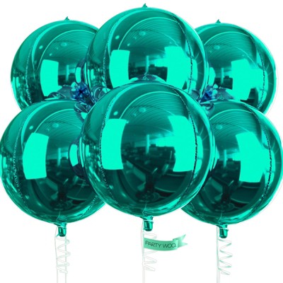 PartyWoo Foil Balloons Teal Giant 4D 22 Inch 6 pcs