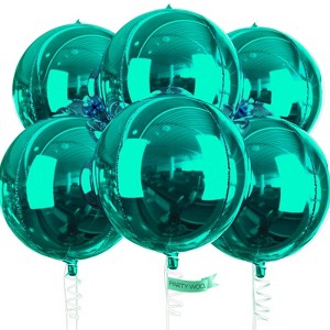 PartyWoo Foil Balloons Teal Giant 4D 22 Inch 6 pcs - 1 of 4