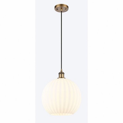 White Venetian - 1 Light Cord Hung Pendant In Modern Style-13.5 Inches Tall and 12 Inches Wide