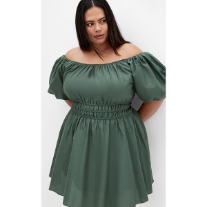 Women's Plus Size Lillian Dress - dark sage | CITY CHIC - 1 of 4