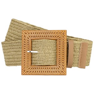 INSPIRE CHIC Women's Wide Stretch Wooden Buckle Elastic Waist Belts - 1 of 4