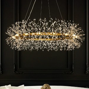 ALOADECOR Crystal Firework Chandelier Round Pendant Ceiling Lighting For Dining Room - 1 of 4