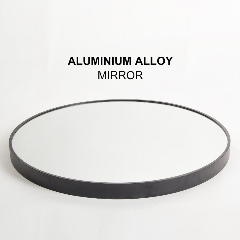Alani Wall Mounted Round Mirror with Brushed Aluminum Frame Large Circle Mirror For Wall,Circle Bathroom Mirror-The Pop Home, 3 of 9