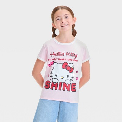 Girls' Hello Kitty Heart Shine Short Sleeve T-Shirt - Pink M