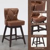 Arceso 26" Counter Height Swivel Bar Stools with Back, Faux Leather Upholstered Seat, Solid Wood Legs, Beige – Set for Kitchen Island or Home Bar - 4 of 4