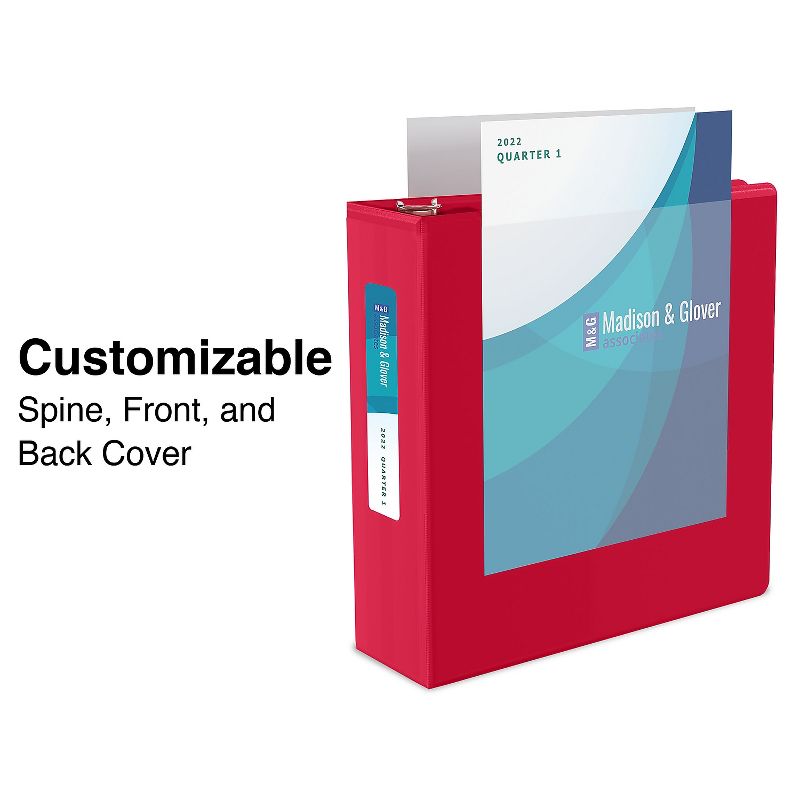 Staples Standard 1" 3-Ring View Binder Red (58652) , 3 of 9