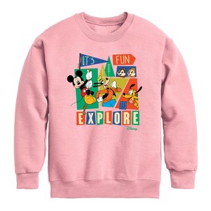 Boys' - Disney - Its Fun To Explore Graphic Long Sleeve Fleece Sweatshirt - 1 of 4