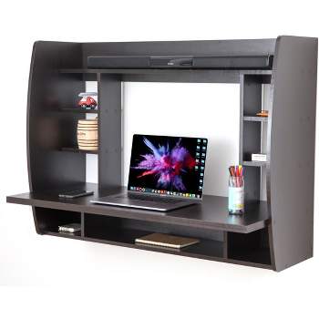 Basicwise Wall Mount Laptop Office Desk with Shelves