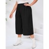 Coolmee Women Plus Size Palazzo Pants Wide Leg Smocked Waist Casual Loose Pants with Pockets - 3 of 4