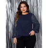 Coolmee Women's Plus Size Mesh Long Sleeve Tops Fall Winter Fashion Tunics Casual Front Twist Crew Neck T-Shirt - 4 of 4