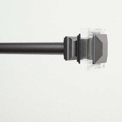 Gunmetal Adjustable Curtain Rod with Acrylic Finials, 66"-120"