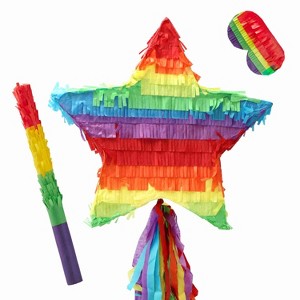 Star Pinata for Kids Birthday Party 12.6"x 12.6"x 3" Party Supplies for Cinco De Mayo, Fiesta Taco, Luau Event, Mexican Theme Decoration, Taco Tuesday - 1 of 4