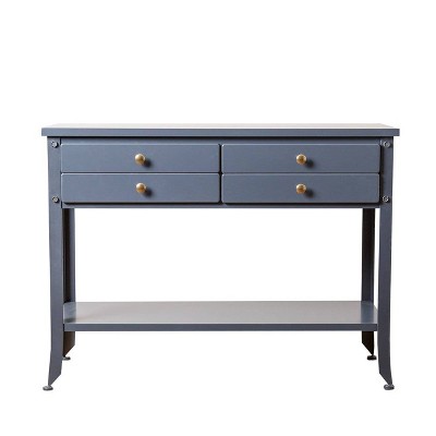 Hewitt Antiqued 4 Drawer Console Sofa Table - Blue - Abbyson Living