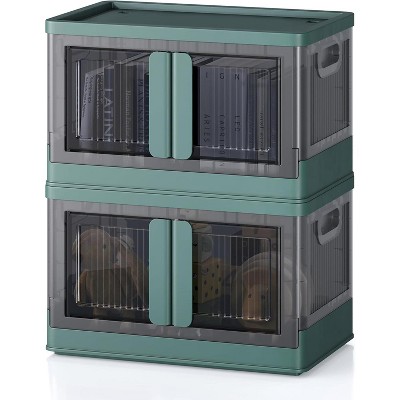 Acoinel 8.4 Gallon Collapsible Storage Bins with Lids,Doors and Wheels