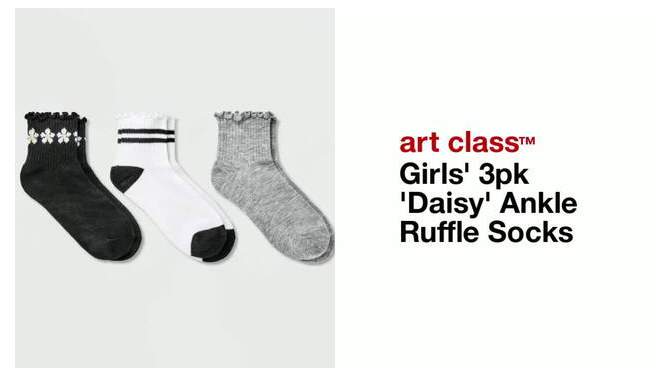 Girls&#39; 3pk &#39;Daisy&#39; Ankle Ruffle Socks - art class&#8482;, 2 of 5, play video