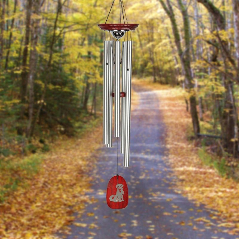 Woodstock Wind Chimes Signature Collection, Woodstock Pet Memorial Chime, 24'' Silver Wind Chime, 3 of 10