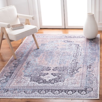 Serapi Ivory and Light Blue 8' x 10' Viscose Rectangular Rug
